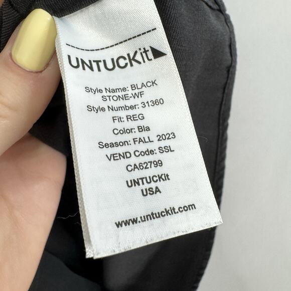 Untuckit Mens Wrinkle Free Black Stone Shirt XXX Large 100% Cotton Regular Fit - Picture 12 of 14